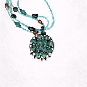 6611. Turquoise Davinci Southwest Necklace